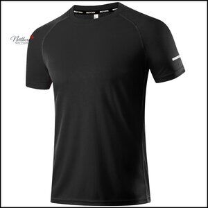 Men's Moisture Wicking Workout T-Shirts, 4-Way Stretch, Reflective Strip